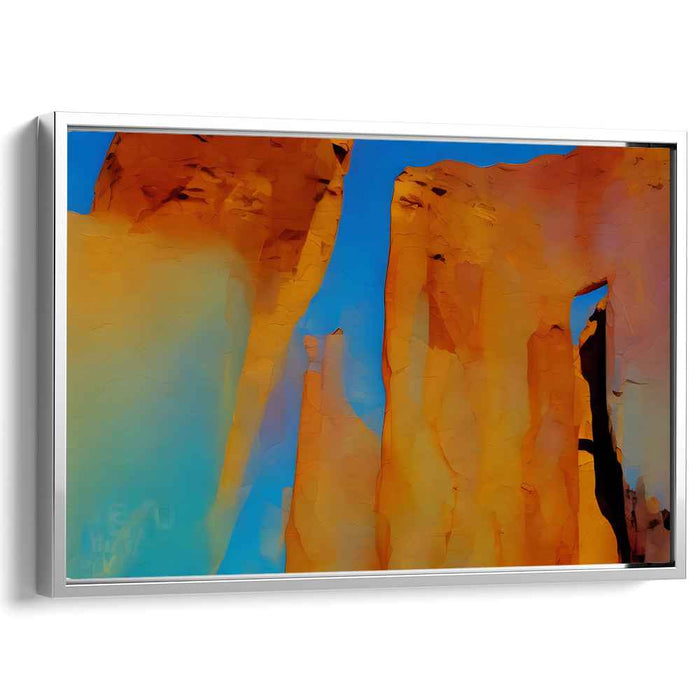 Infinite Sandstone Vistas: Towering Sandstone Cliffs Against Azure Sky