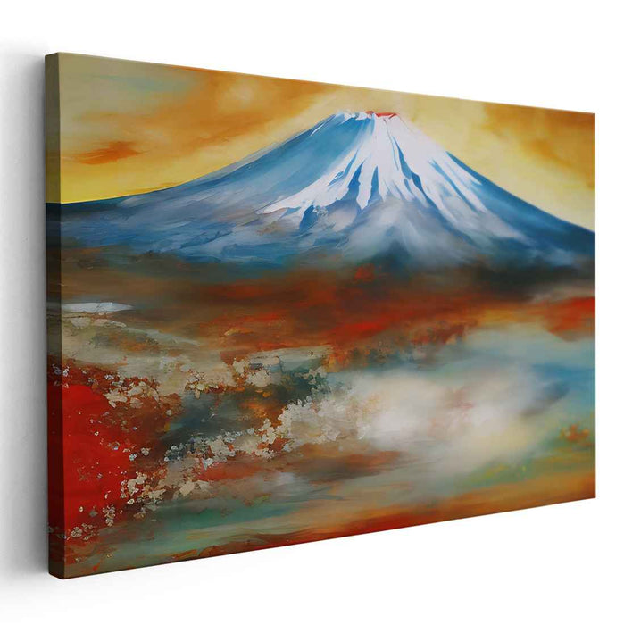 Geometric Summit Impressions: Vibrant Abstract Mountain Landscape Canvas Art