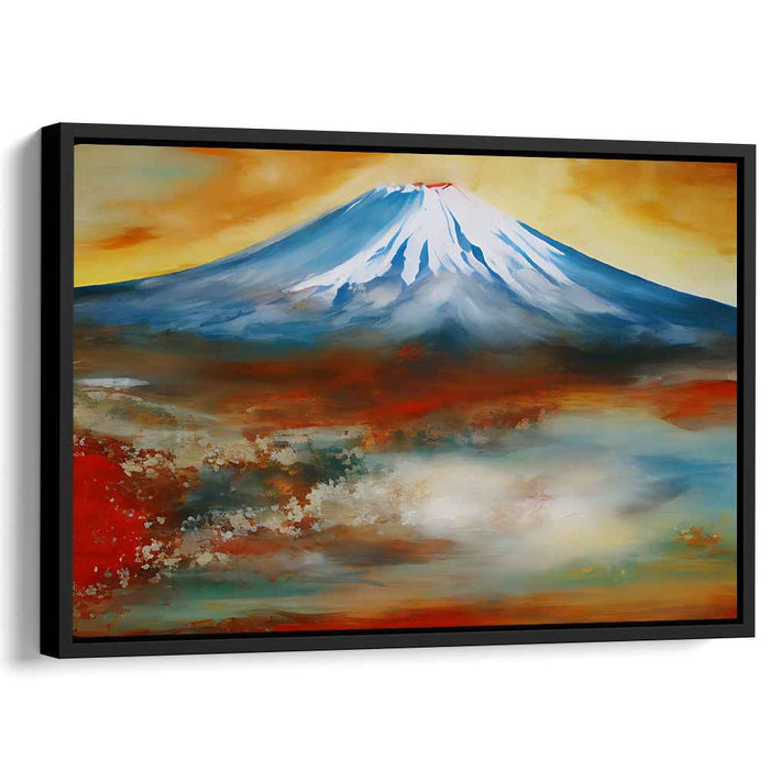 Geometric Summit Impressions: Vibrant Abstract Mountain Landscape Canvas Art