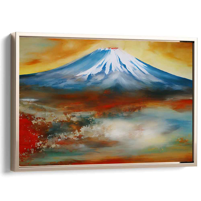 Geometric Summit Impressions: Vibrant Abstract Mountain Landscape Canvas Art