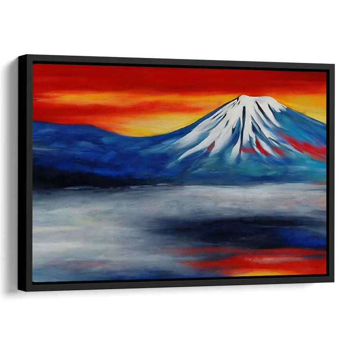 Majestic Summit Glow: Snow-Capped Mountain Under a Vibrant Sky Canvas Art Print