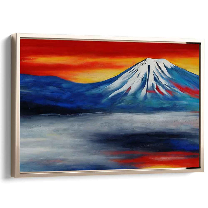 Majestic Summit Glow: Snow-Capped Mountain Under a Vibrant Sky Canvas Art Print