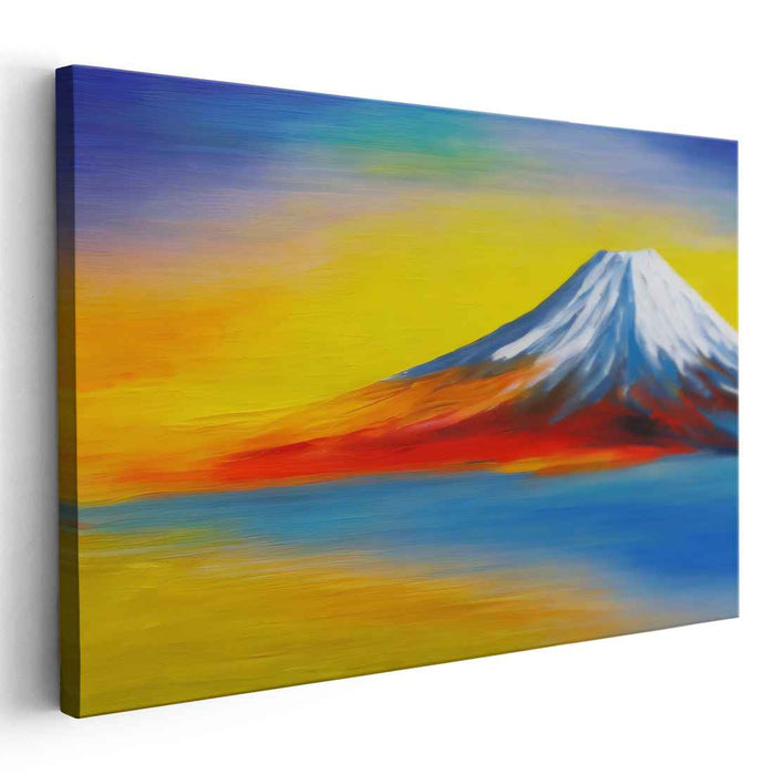 Radiant Summit: Colorful Mountain Landscape Canvas Art