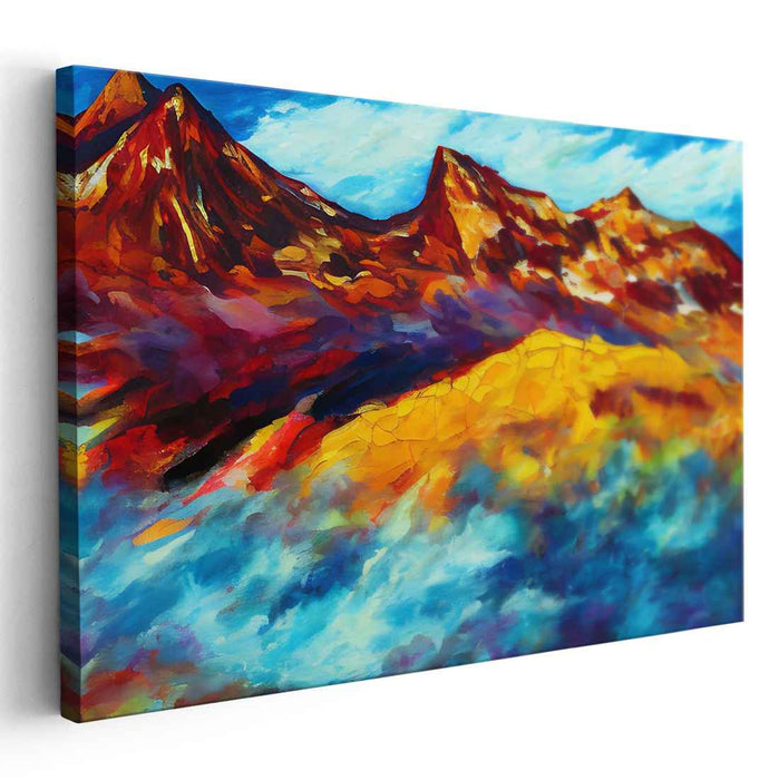 Eternal Summit Majesty: Vivid Mountain Landscape Canvas Art Print