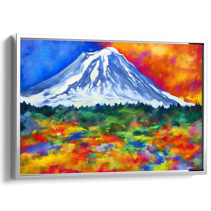 Abstract Elevation Symphony: Abstract Mountain and Vibrant Meadow Canvas Art Print