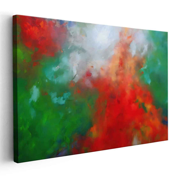 Chroma Infusion: Abstract Expressionist Red and Green Canvas Art Print