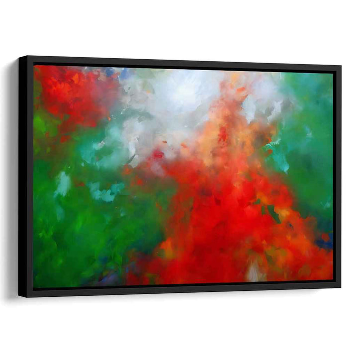 Chroma Infusion: Abstract Expressionist Red and Green Canvas Art Print