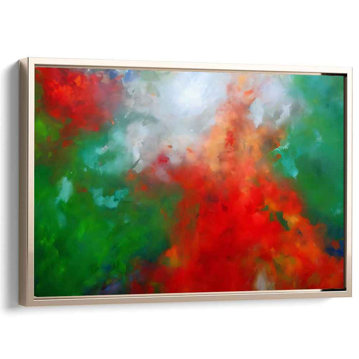 Chroma Infusion: Abstract Expressionist Red and Green Canvas Art Print