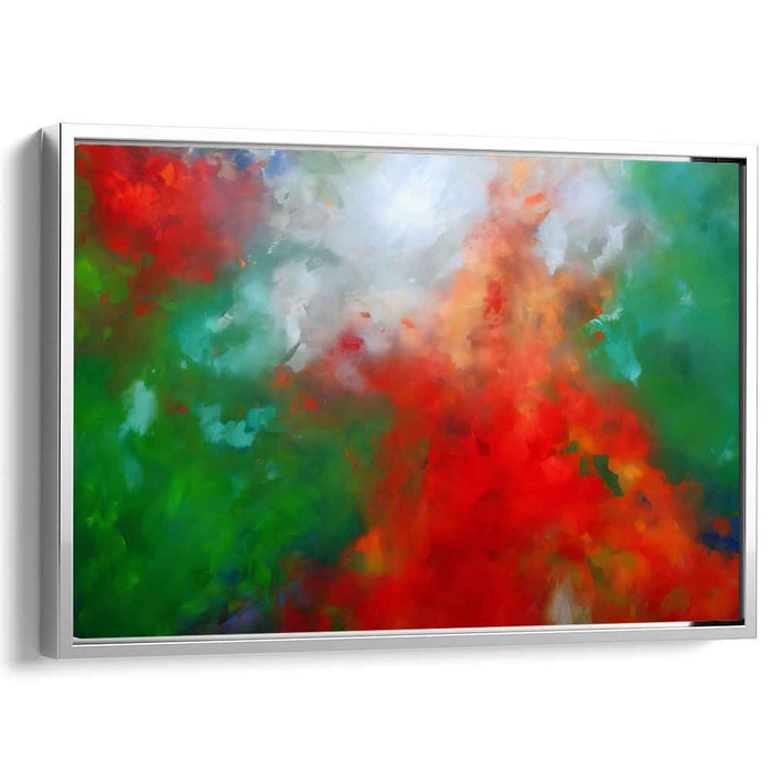 Chroma Infusion: Abstract Expressionist Red and Green Canvas Art Print