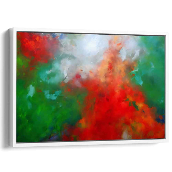 Chroma Infusion: Abstract Expressionist Red and Green Canvas Art Print