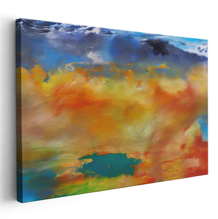 Emotive Earth Hues: Abstract Expressionist Landscape Canvas Art Print