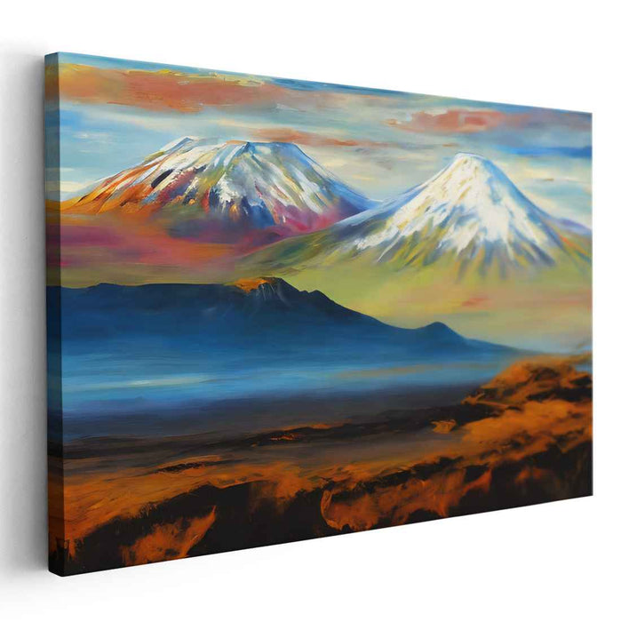 Icy Summit Melody: Serene Snow-Capped Mountain Landscape Canvas Art