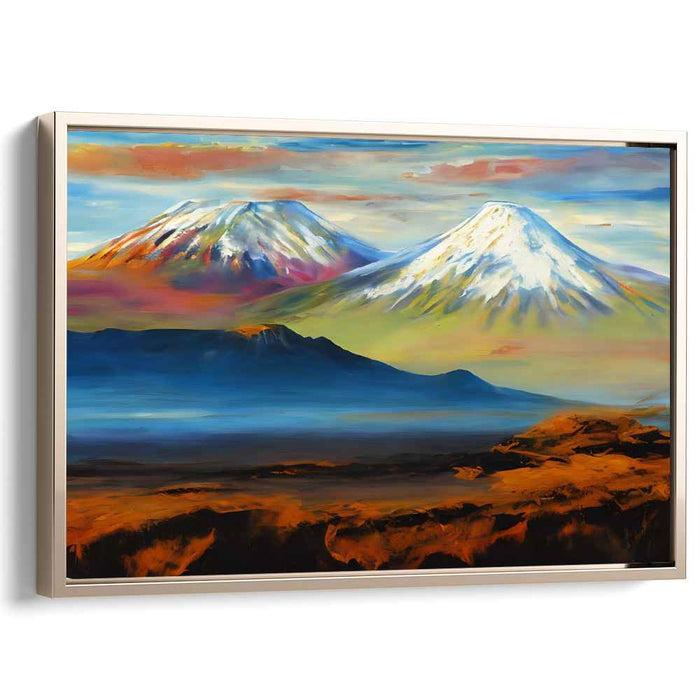Icy Summit Melody: Serene Snow-Capped Mountain Landscape Canvas Art