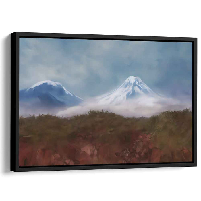 Frost-Tipped Peaks: Serene Snow-Capped Mountain Landscape Canvas Art Print