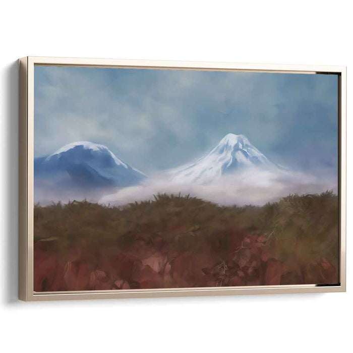 Frost-Tipped Peaks: Serene Snow-Capped Mountain Landscape Canvas Art Print