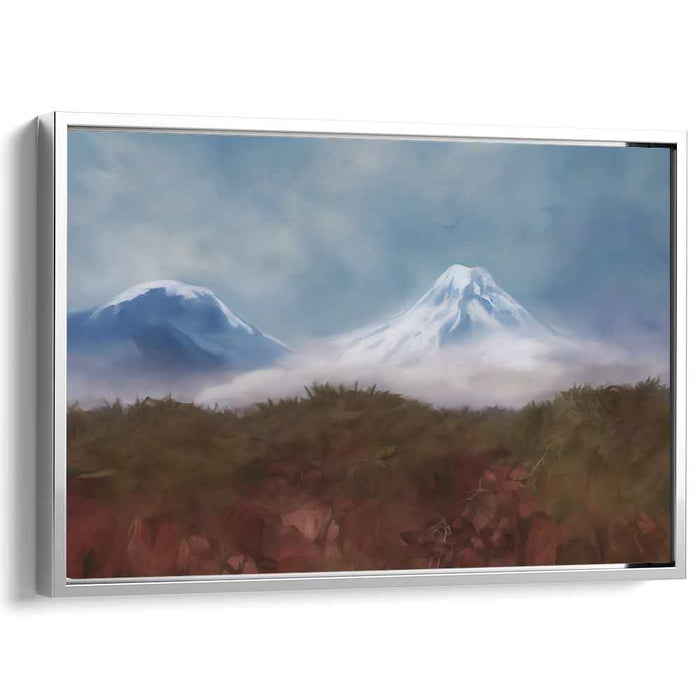 Frost-Tipped Peaks: Serene Snow-Capped Mountain Landscape Canvas Art Print