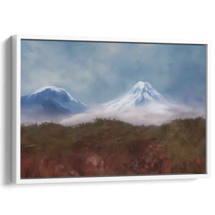 Frost-Tipped Peaks: Serene Snow-Capped Mountain Landscape Canvas Art Print