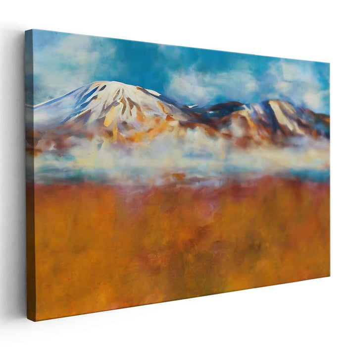 Cascading Peaks Fusion: Abstract Mountain Landscape Canvas Art Print