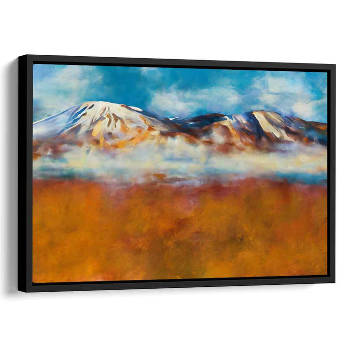 Cascading Peaks Fusion: Abstract Mountain Landscape Canvas Art Print