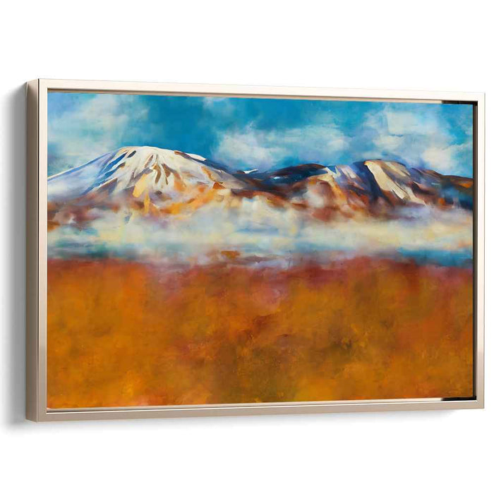 Cascading Peaks Fusion: Abstract Mountain Landscape Canvas Art Print