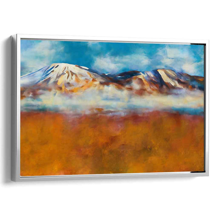 Cascading Peaks Fusion: Abstract Mountain Landscape Canvas Art Print