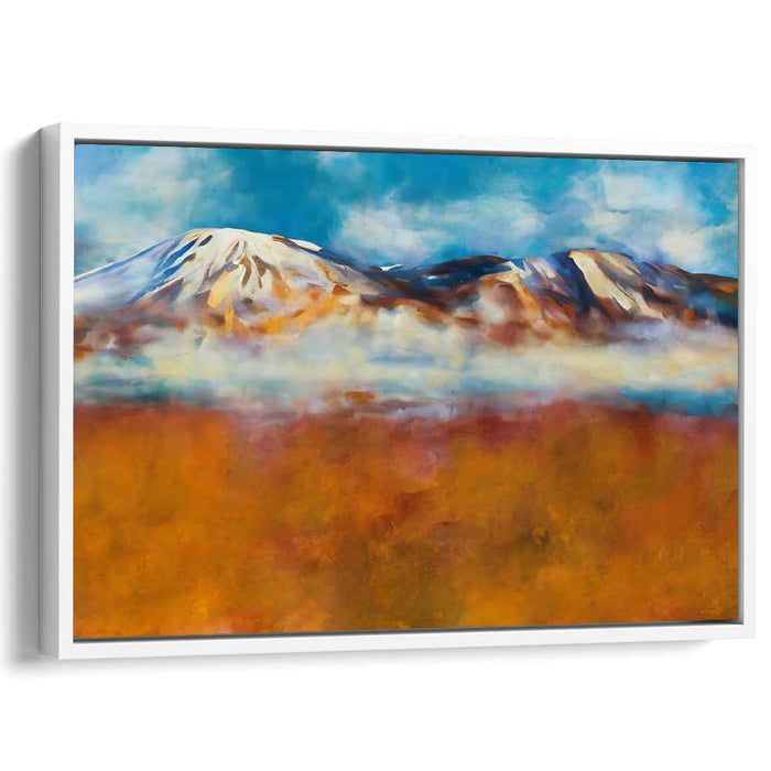 Cascading Peaks Fusion: Abstract Mountain Landscape Canvas Art Print