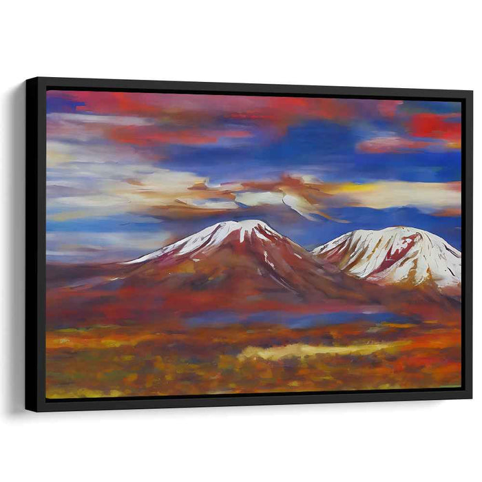 Frosty Alpenglow: Impressionist Snow-Capped Mountains at Dawn Canvas Art Print