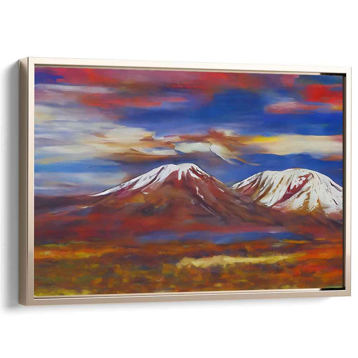 Frosty Alpenglow: Impressionist Snow-Capped Mountains at Dawn Canvas Art Print