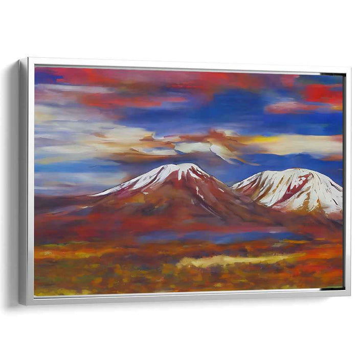 Frosty Alpenglow: Impressionist Snow-Capped Mountains at Dawn Canvas Art Print