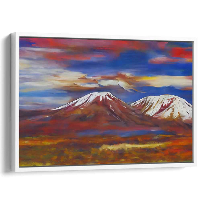 Frosty Alpenglow: Impressionist Snow-Capped Mountains at Dawn Canvas Art Print