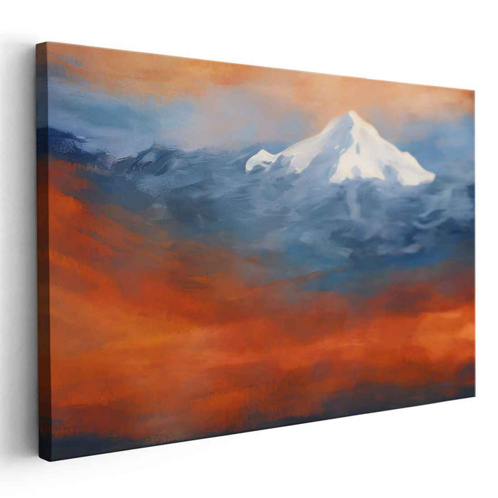 Alpenglow Reverie: Sunset Over Snow-Capped Mountains Canvas Art Print