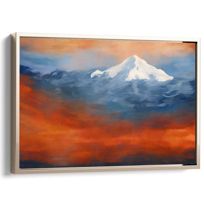 Alpenglow Reverie: Sunset Over Snow-Capped Mountains Canvas Art Print