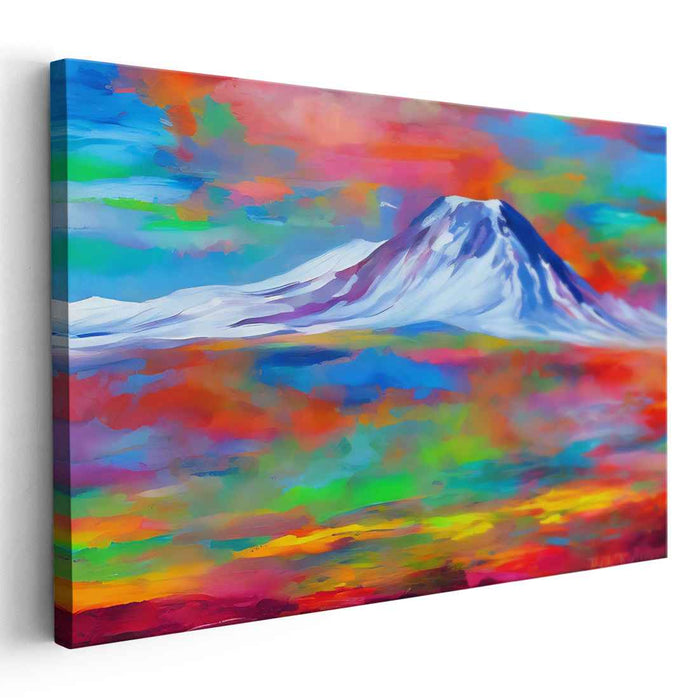 Mountain Meltdown: Abstract Expressionist Mountain Landscape Canvas Art Print