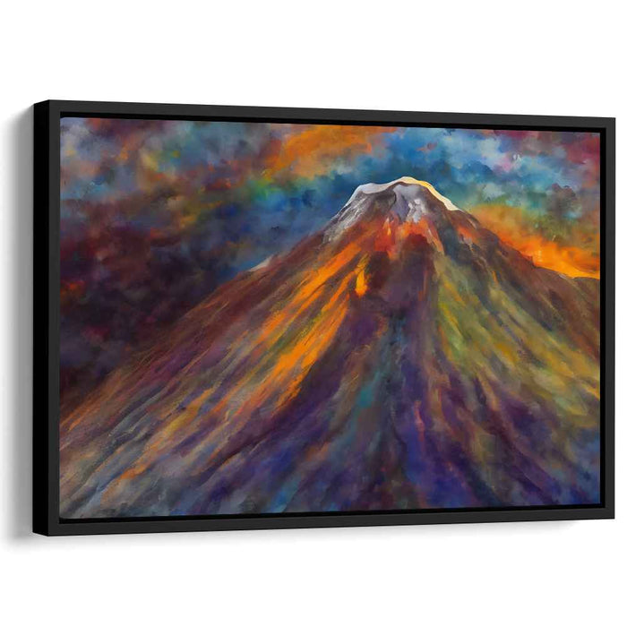 Mystic Summit: Impressionist Mountain in Fiery Tones Canvas Art