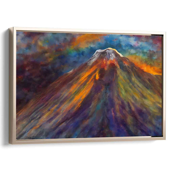 Mystic Summit: Impressionist Mountain in Fiery Tones Canvas Art