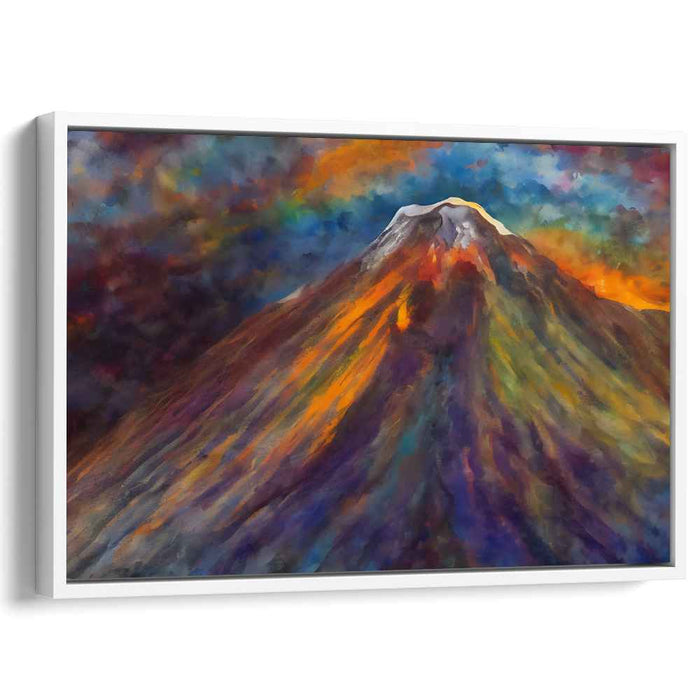 Mystic Summit: Impressionist Mountain in Fiery Tones Canvas Art