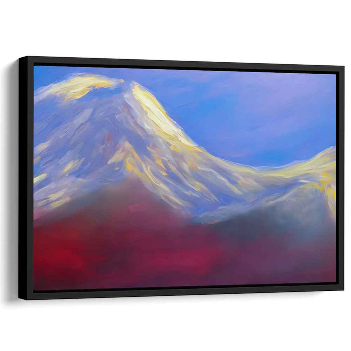 Crimson Sunrise Over Majestic Peaks: Impressionist-Inspired Mountain Landscape Canvas Art