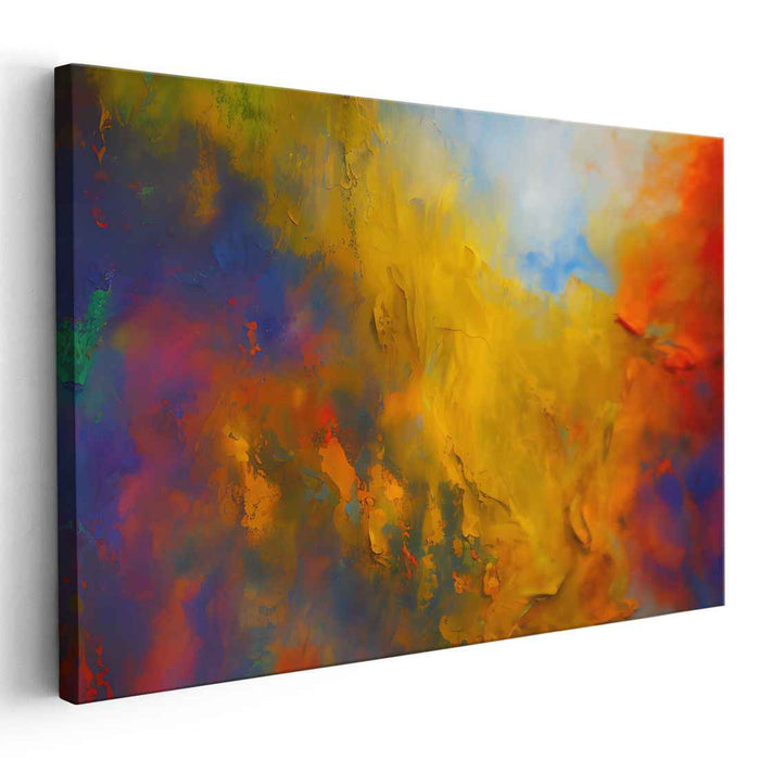 Blazing Brushstrokes Symphony: Abstract Expressionist Fiery Canvas Art Print