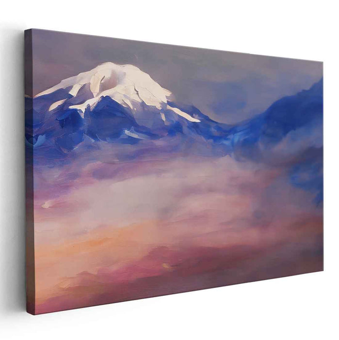 Alpenglow Awakening: Snow-Capped Mountain at Dawn Canvas Art Print