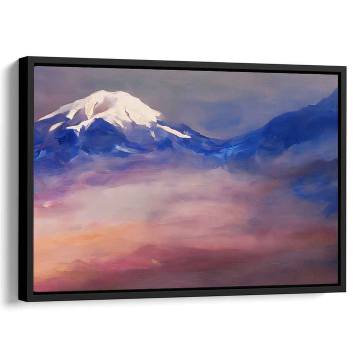 Alpenglow Awakening: Snow-Capped Mountain at Dawn Canvas Art Print