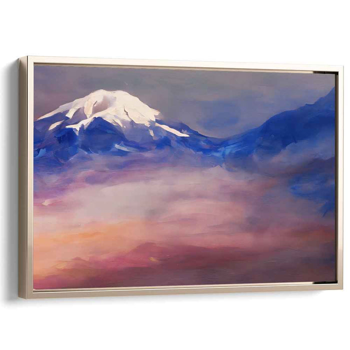 Alpenglow Awakening: Snow-Capped Mountain at Dawn Canvas Art Print