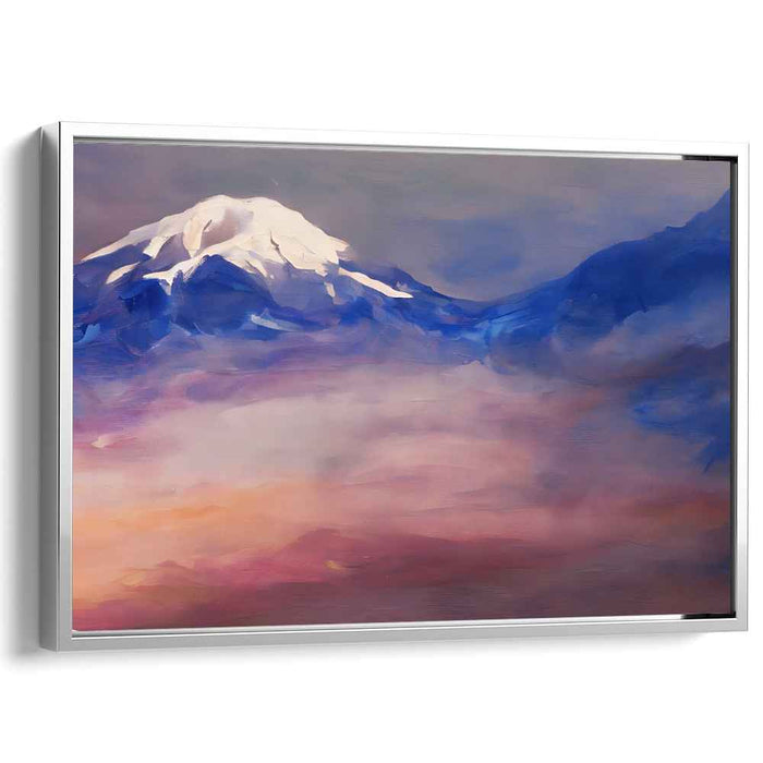 Alpenglow Awakening: Snow-Capped Mountain at Dawn Canvas Art Print