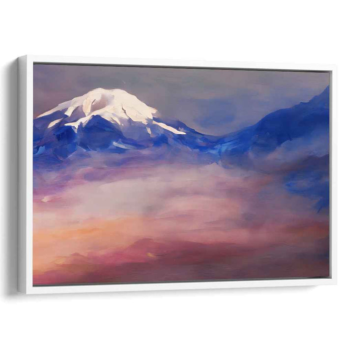 Alpenglow Awakening: Snow-Capped Mountain at Dawn Canvas Art Print
