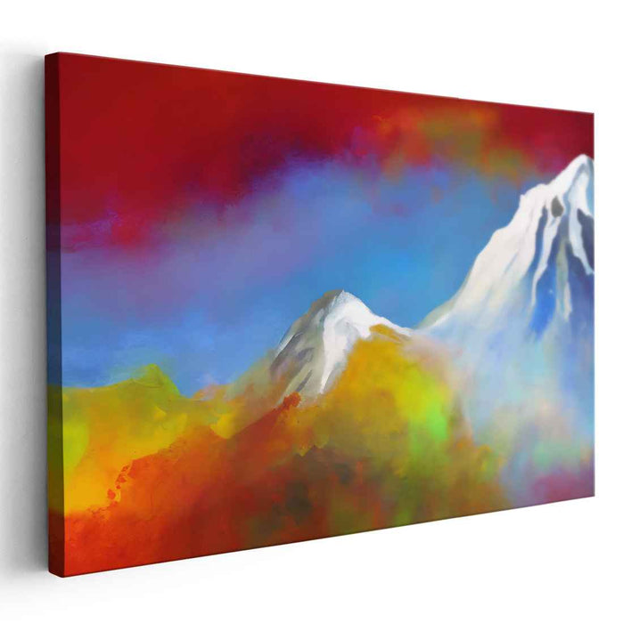 Chromatic Summit Scenery: Colorful Mountain Landscape Canvas Art