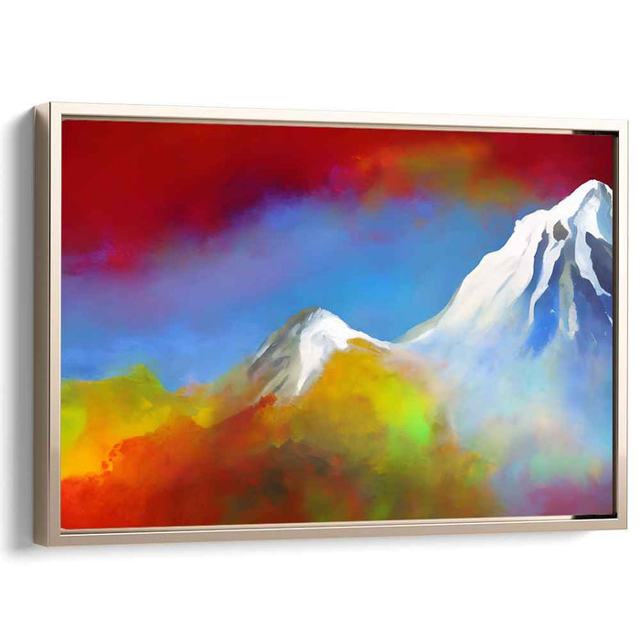Chromatic Summit Scenery: Colorful Mountain Landscape Canvas Art