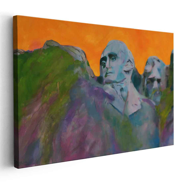 Sculpted Abstract Faces: Abstract Expressionist Mount Rushmore Canvas Art Print
