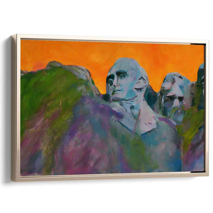 Sculpted Abstract Faces: Abstract Expressionist Mount Rushmore Canvas Art Print