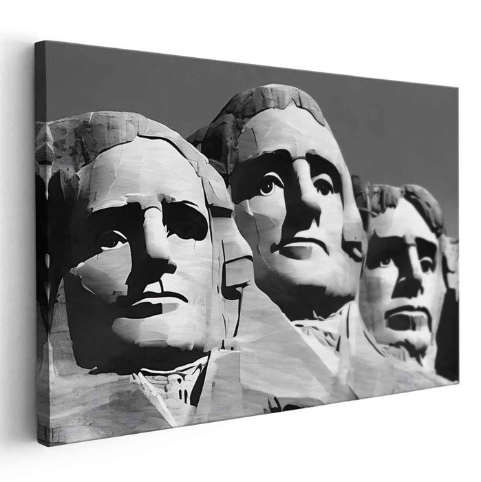 Presidential Majesty: Black and White Photograph of Mount Rushmore