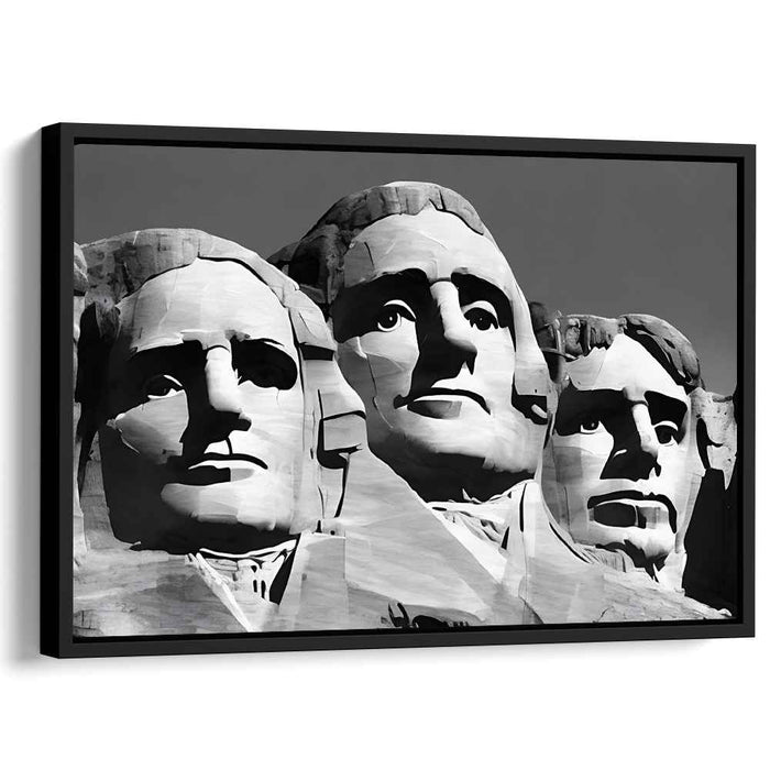 Presidential Majesty: Black and White Photograph of Mount Rushmore