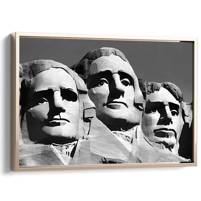 Presidential Majesty: Black and White Photograph of Mount Rushmore